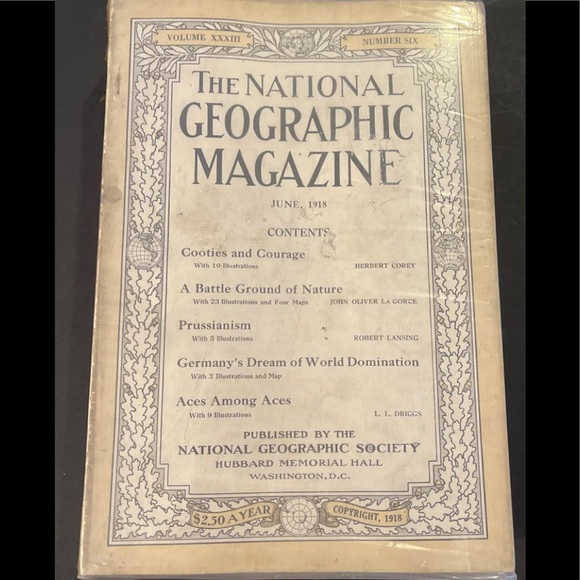 National Geographic Magazines 1918 #6 June, 1918 Stored In Plastic.